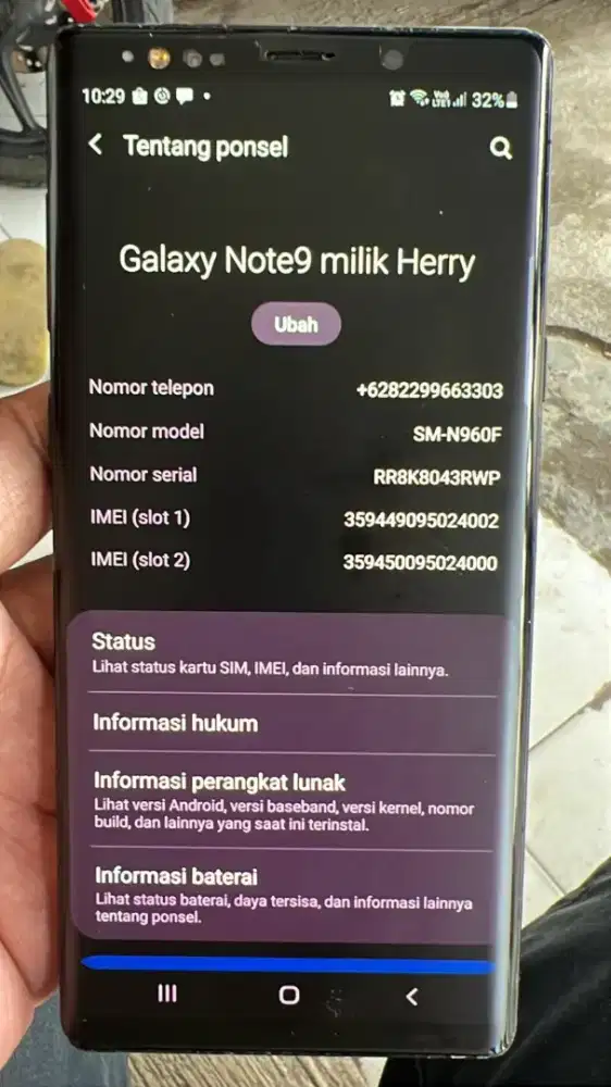 Samsung note 9 resmi 8/512 batangan minus