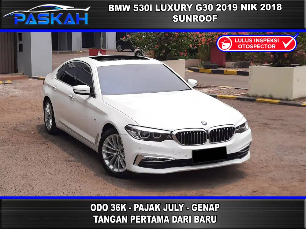 BMW 530i g30 2019 NIK 2018 SUNROOF Pajak=JULi GENAP Bunga=5% Odo=36K