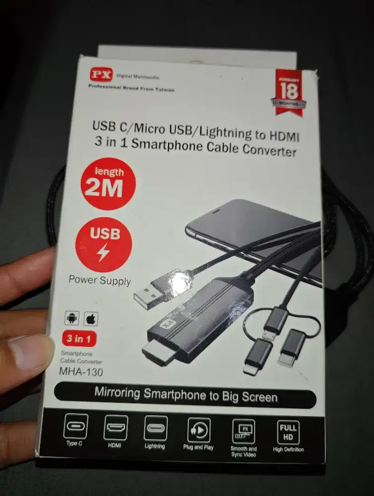 USB C/MICRO USB/LIGHTNING TO HDMI 3IN1 SMARTPHONE CABLE CONVERTER