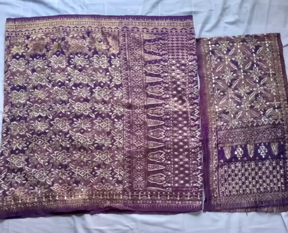 Preloved Kain Songket Asli Ungu Manik Berlian (sarung&selendang)