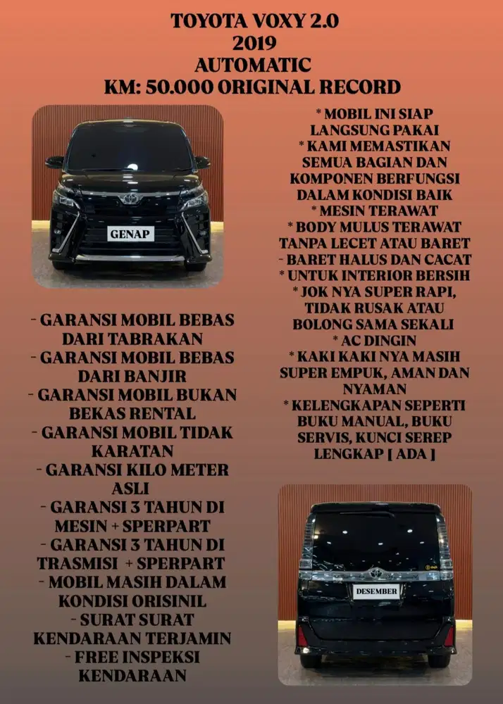[ WARRANTY 3 YEAR ] TOYOTA VOXY 2.0 AT 2019 CASH KREDIT N TT