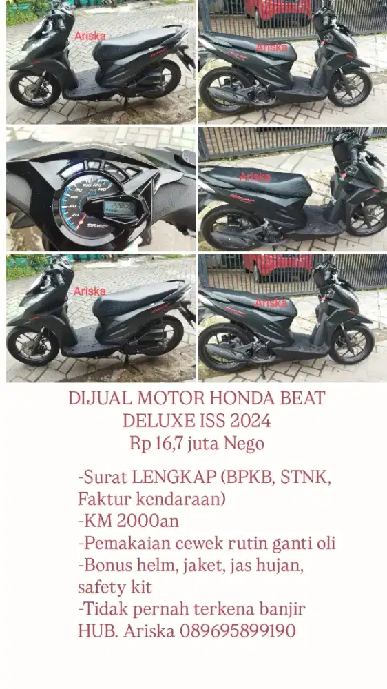 Dijual motor honda beat deluxe ISS tahun 2024