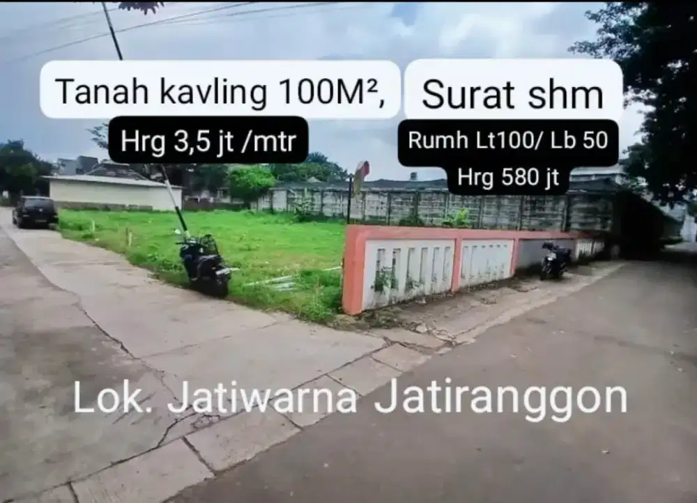 Tanah 126mt Jatiwarna jatiranggon jln 2mobil