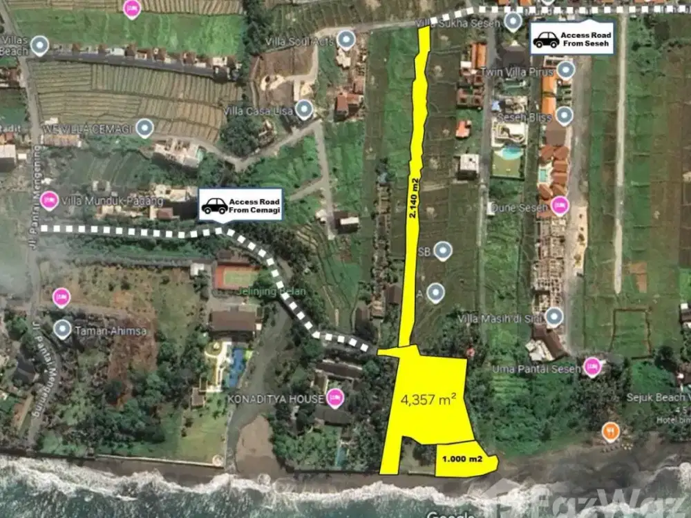 Land for sale in Seseh, Bali