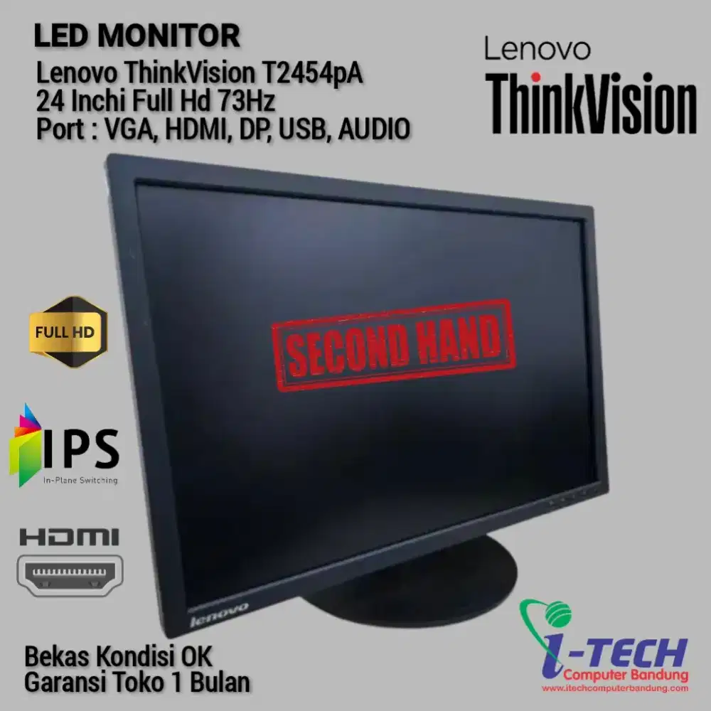 LED MONÌTOR LENOVO THINKVISION T2454PA 24 INCH HDMI FULL HD
