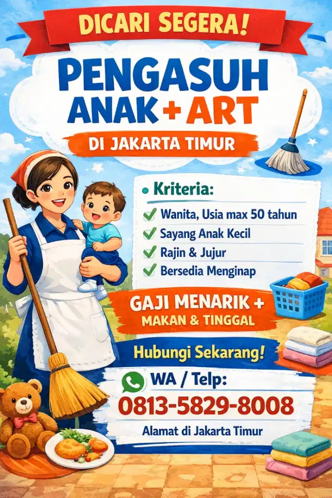 LOWONGAN PENGASUH BALITA / BABYSITTER + ART TINGGAL DI DALAM