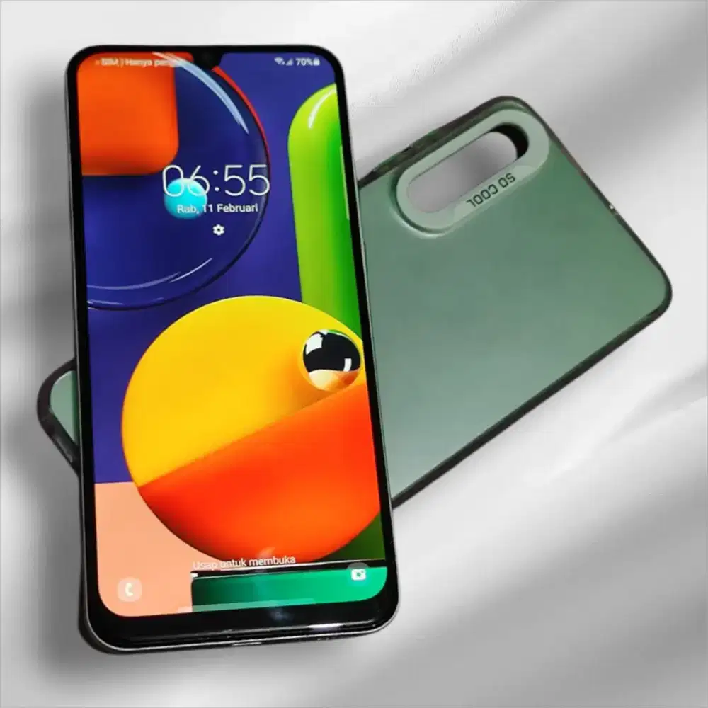 Samsung A50S layar AMOLED FP on dilayar