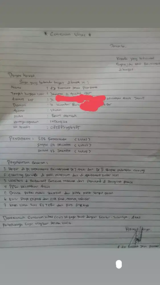 Mohon info lowongan kerjanya bapak/ibu.