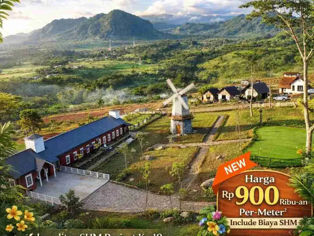 Tanah di Jual SHM PP3 hanya 90 menit dari Jakarta,bebas banjir dengan View Pegunungan