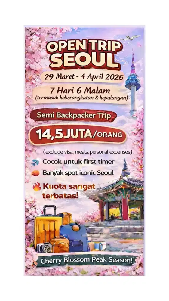 Open Trip to Seoul - Cherry Blossom  Season!!