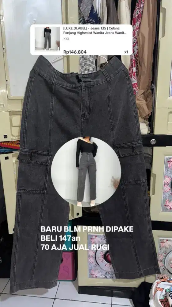 Celana jeans snow black size xxl