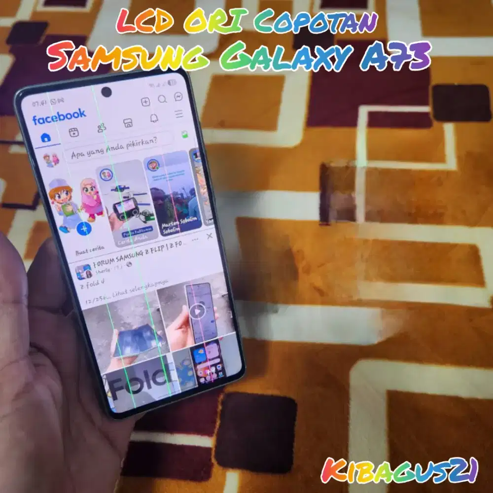 LCD Samsung A73 ORI Copotan minus garis line