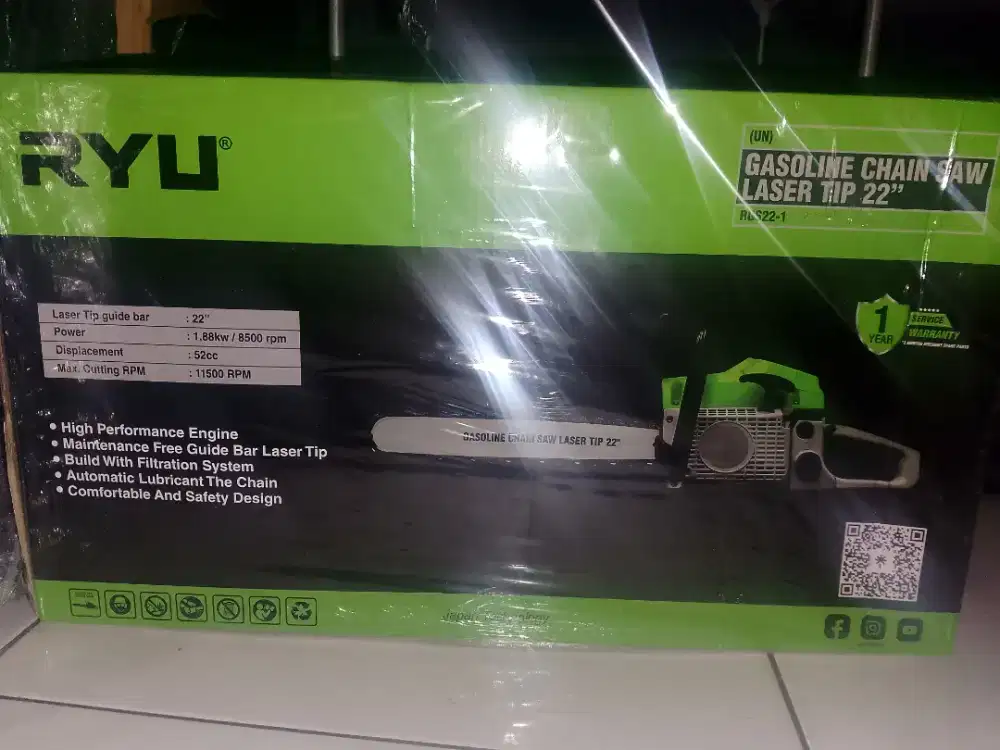 RYU GASOLINE CHAIN SAW 22 Mesin Gergaji Potong Kayu