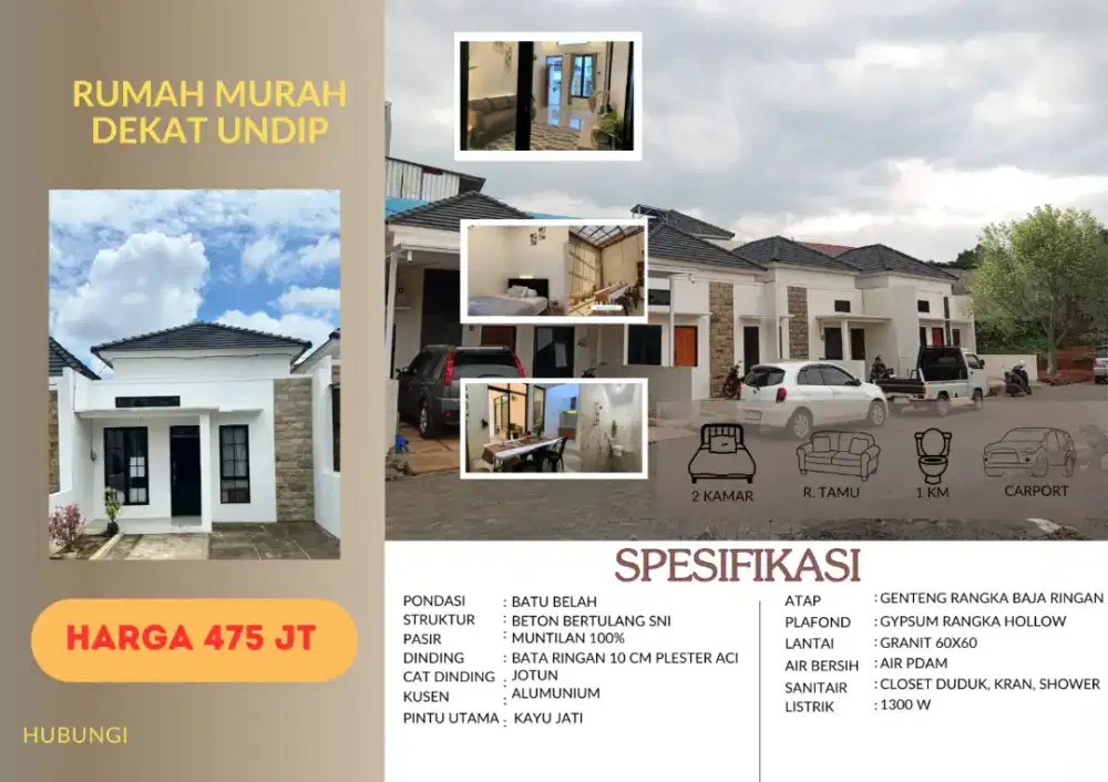 Rumah Murah kota semarang bebas banjir dekat kampus Tembalang Undip