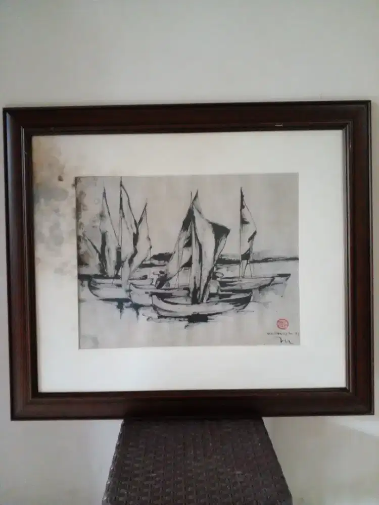 Lukisan lawas perahu hand painted