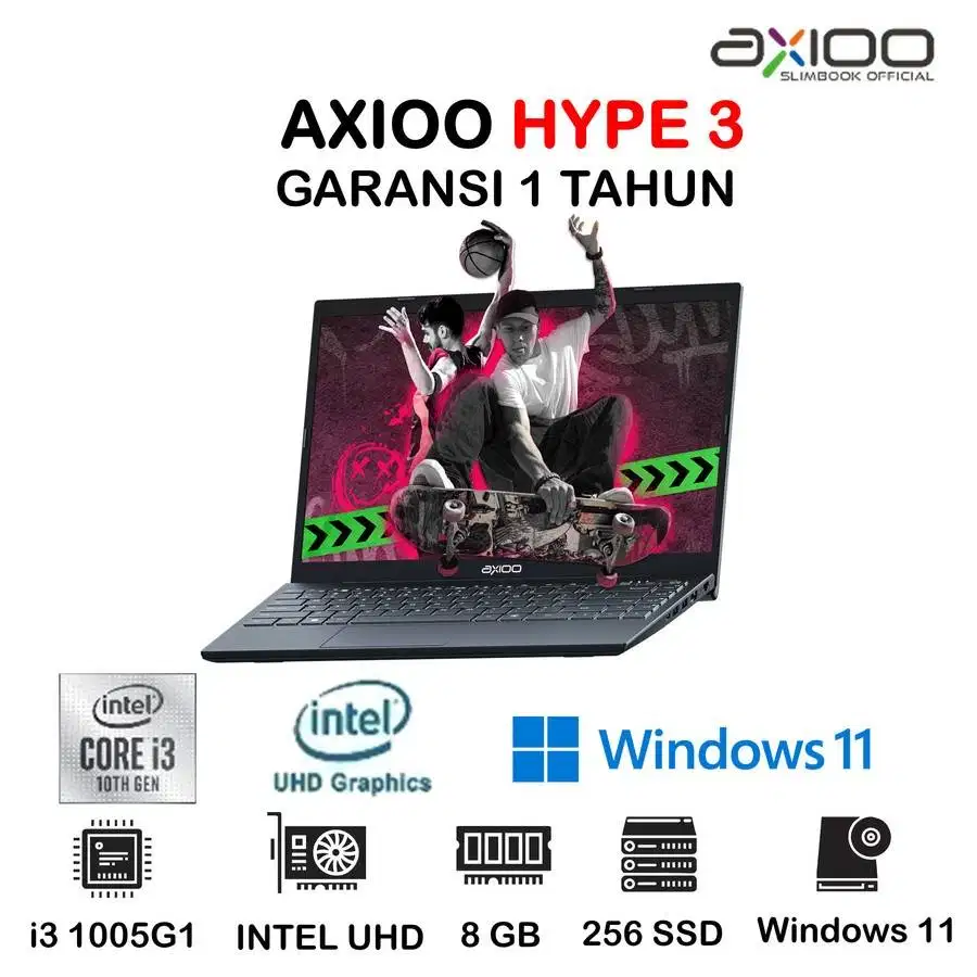 AXIOO HYPE 3 G10 I3 1005G1 8GB 256GB Win11 14.0FHD IPS Free SSD 256gb