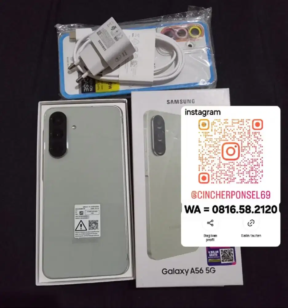 Jual hp SAMSUNG A56 5g 12/256 istimwa likenew grns panjang fre adaptor