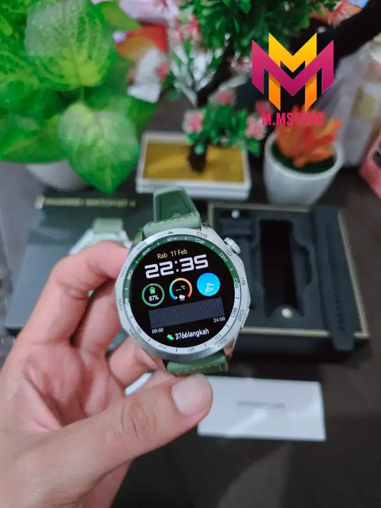 Huawei Watch GT 4 46mm Green Silver Mulus Like new Second Smarwatch