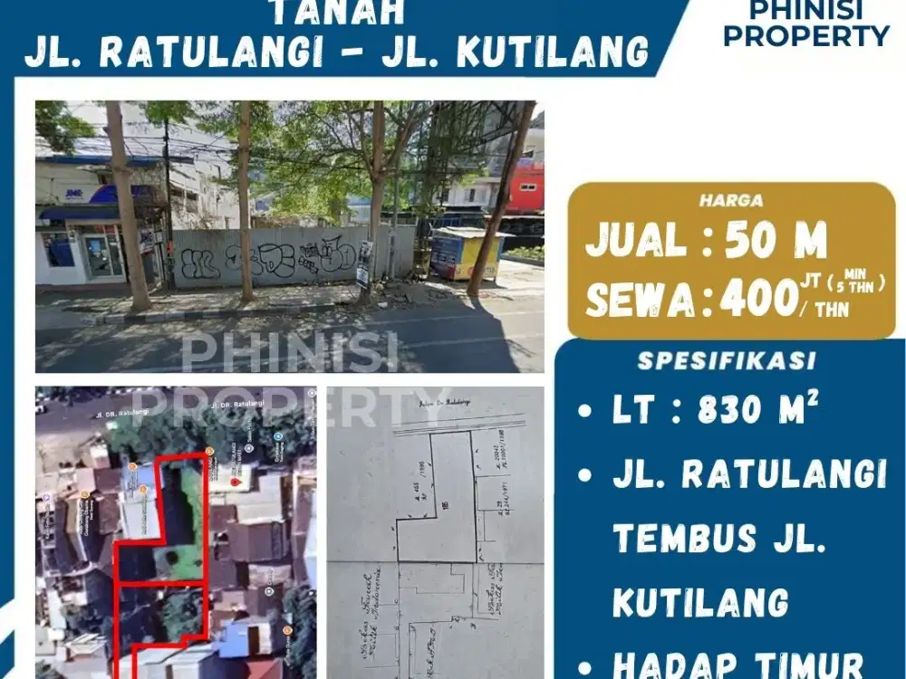 JUAL / SEWA TANAH STRATEGIS JL. RATULANGI – TEMBUS JL. KUTILANG