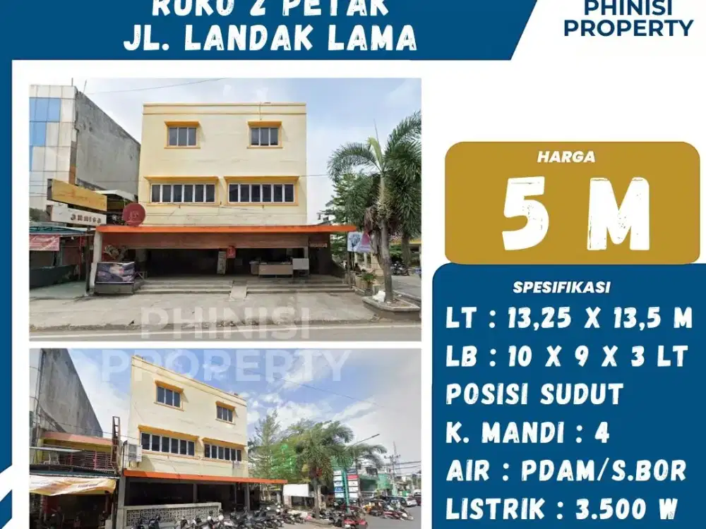 Dijual Ruko 2 Petak – Jl. Landak Lama | Posisi Sudut Strategis