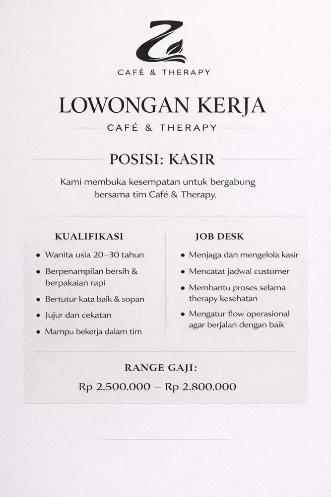Lowongan kerja kasir