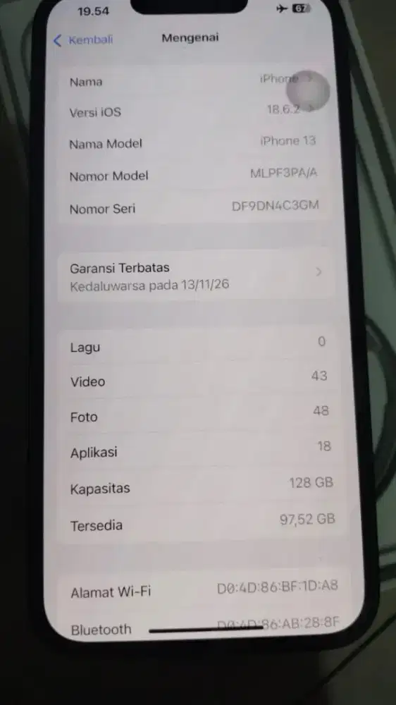 Ip 13 128 gb ibox hb 100 baru 2 blanan garansi on