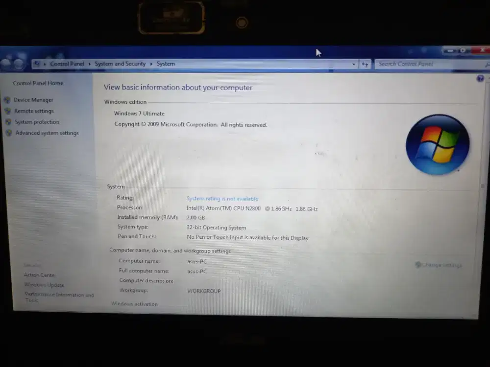 Jual note book asus second, normal dan lancar