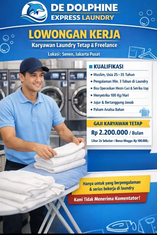 LOWONGAN KERJA KARYAWAN LAUNDRY TETAP 2026