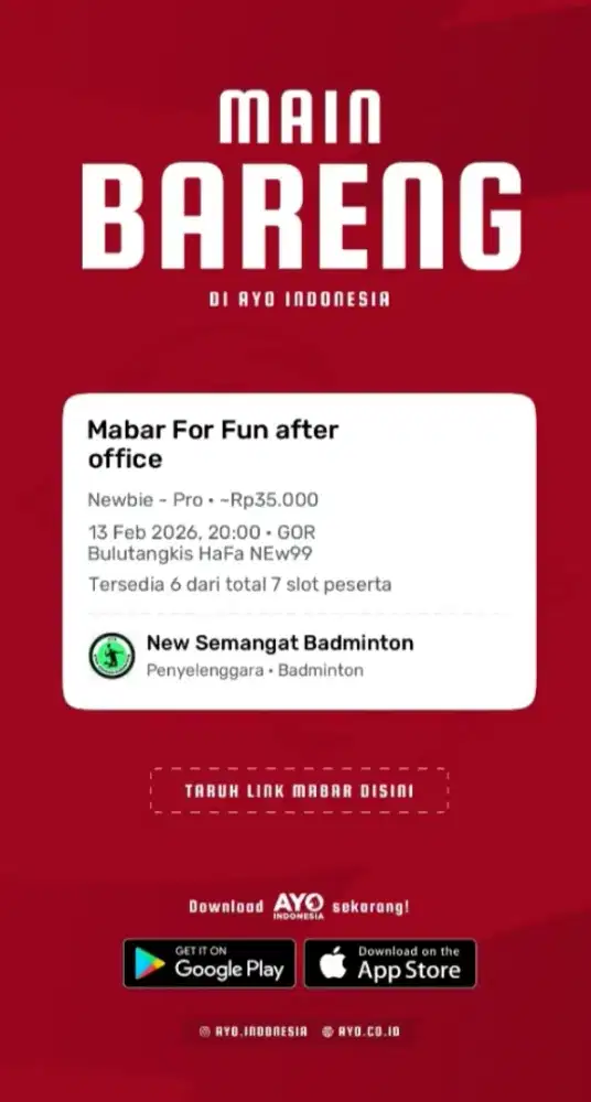 MABAR BULUTANGKIS DEPOK AFTER OFFICE