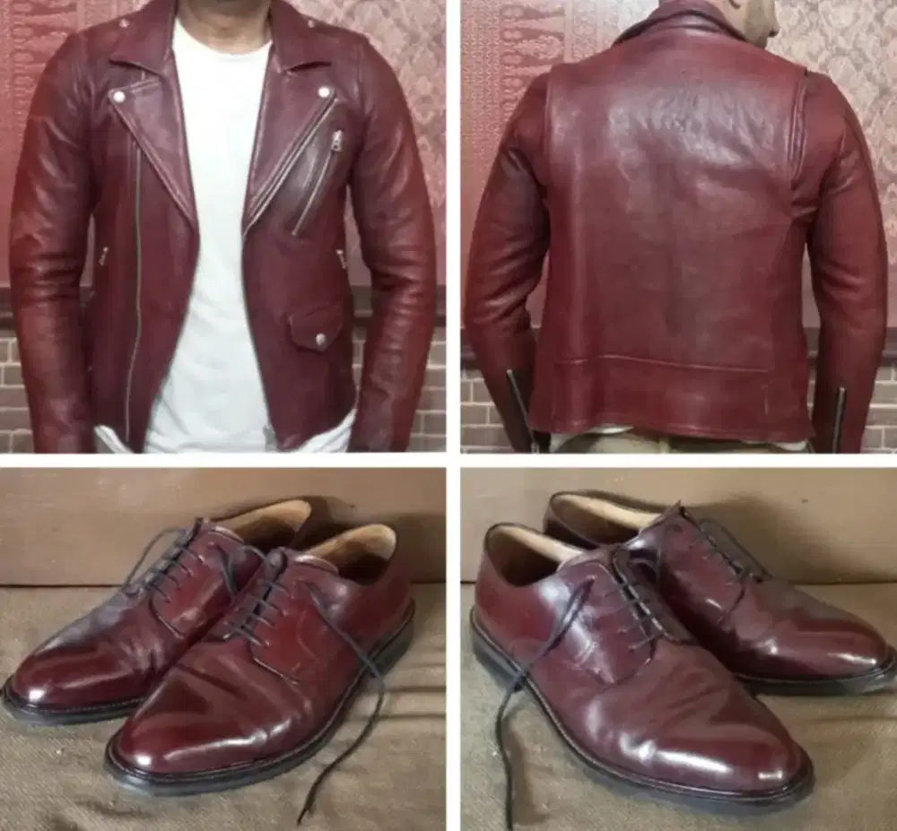 Jaket kulit Ramones size M & Sepatu kulit Oxford size 41