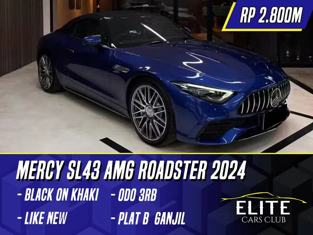 Mercedes Benz SL43 AMG Roadster 2024 NIK 2023 Blue on Khaki Biru SL 43