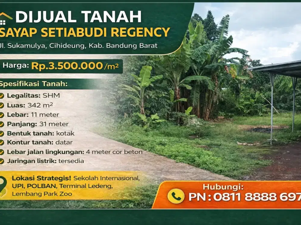 Kavling Potensial di Area Premium Sayap Setiabudi Regency