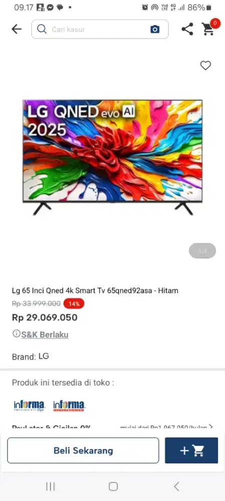 PROMO KREDIT LG 65 INC QNED 4K SMART TV