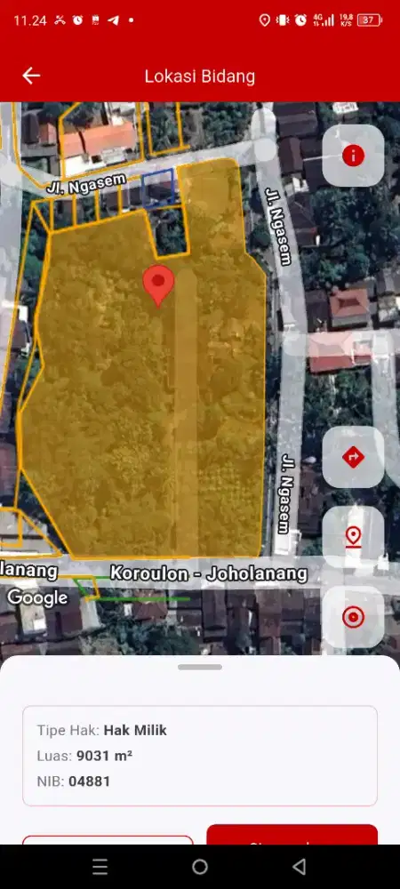 Tanah Lokasi strategis daerah berkembang pesat