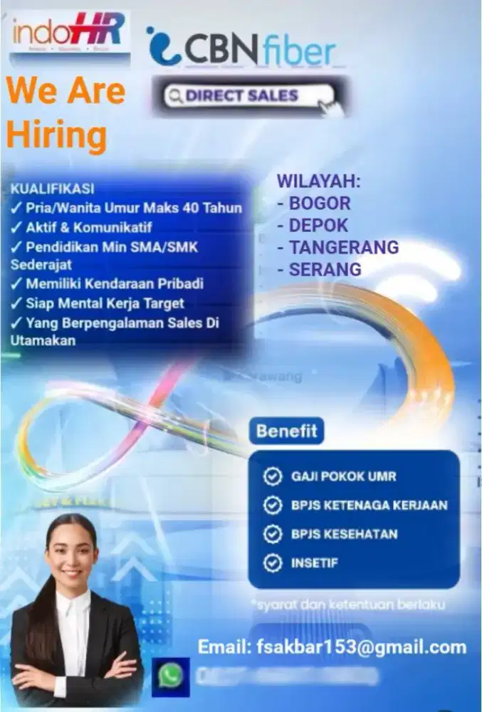 Lowongan kerja Direct sales CBN fiber