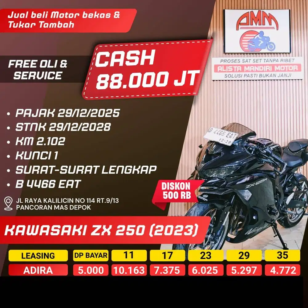 ZX 250 TH 2023 BISA CASH/KREDIT/TRADE IN /BAYAR PAKAI CC/PAYLATER