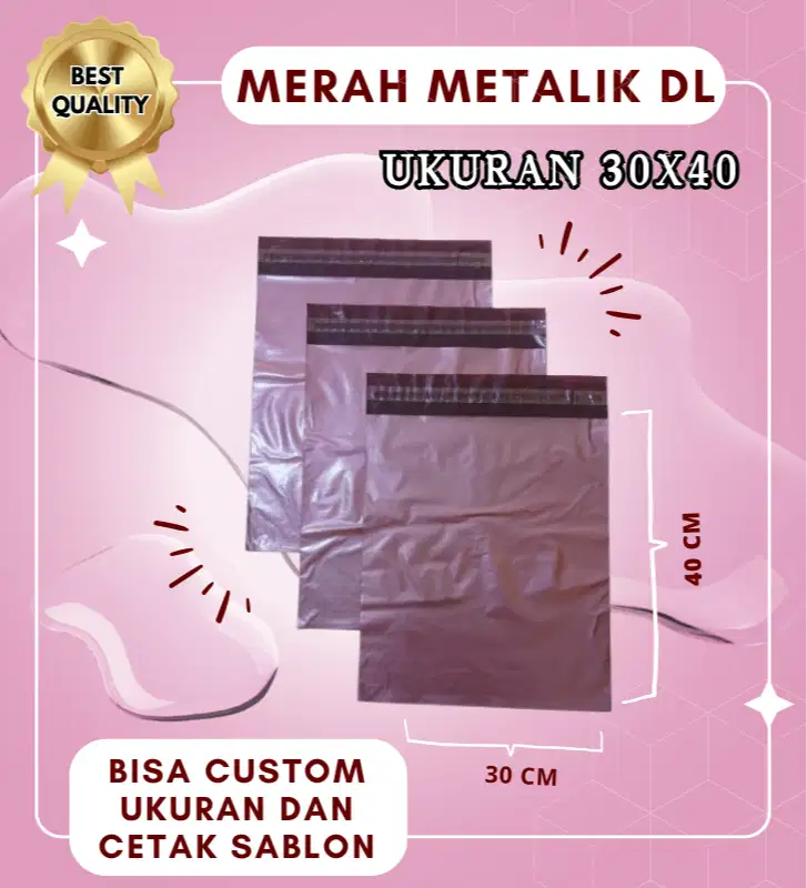 POLYMAILER MERAH METALIK DL 30X40