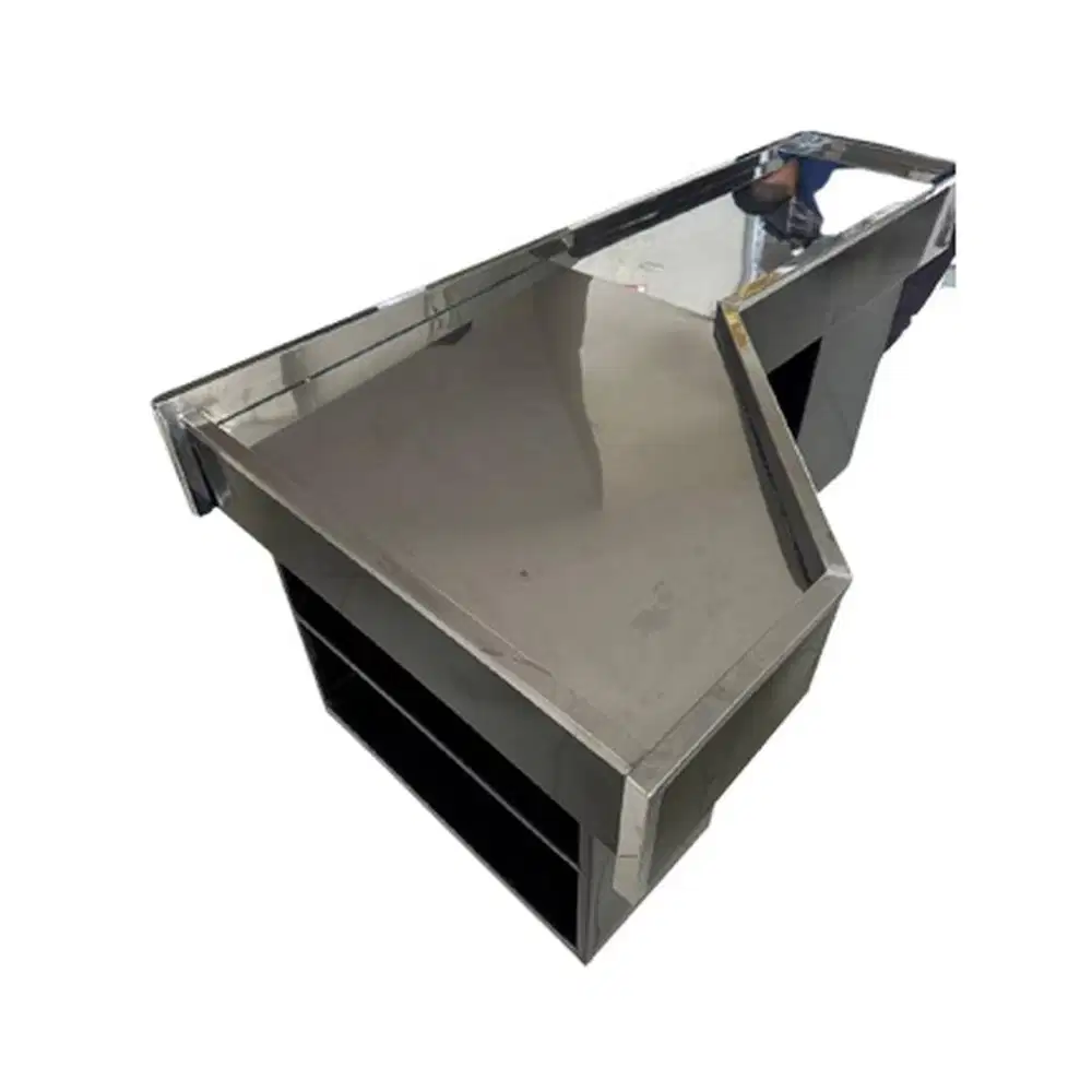 Meja Kasir Serbaguna, multi Fungsi 2 locker, finishing top Aluminium