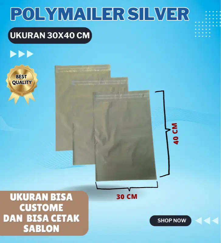 POLYMAILER SILVER 30X40