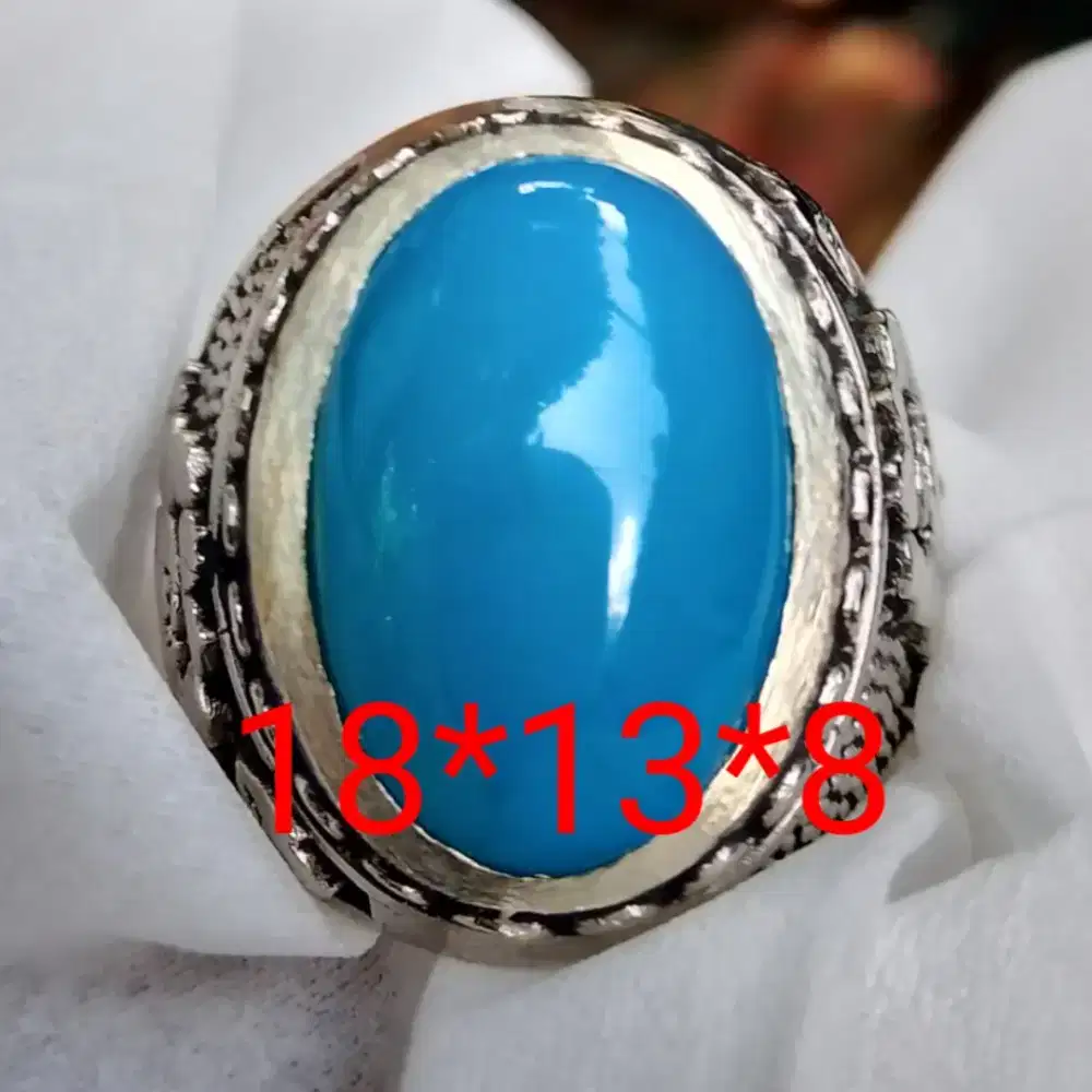 Natural bacan Doko bluish dim 18mm ring alfaka net harga