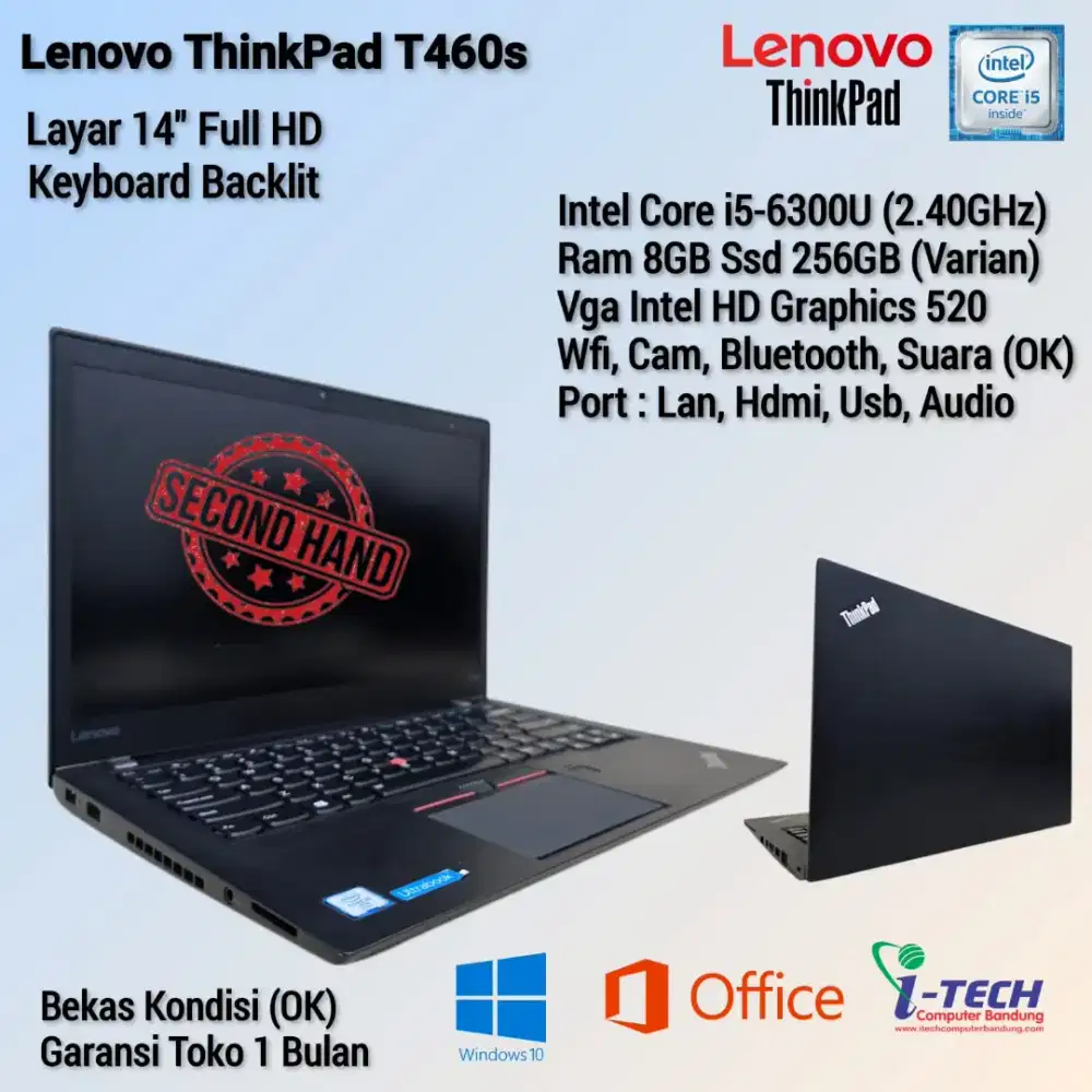 Laptop Lenovo ThinkPad T460s i5 Gen6 Ram 8GB Layar 14FullHD Murah