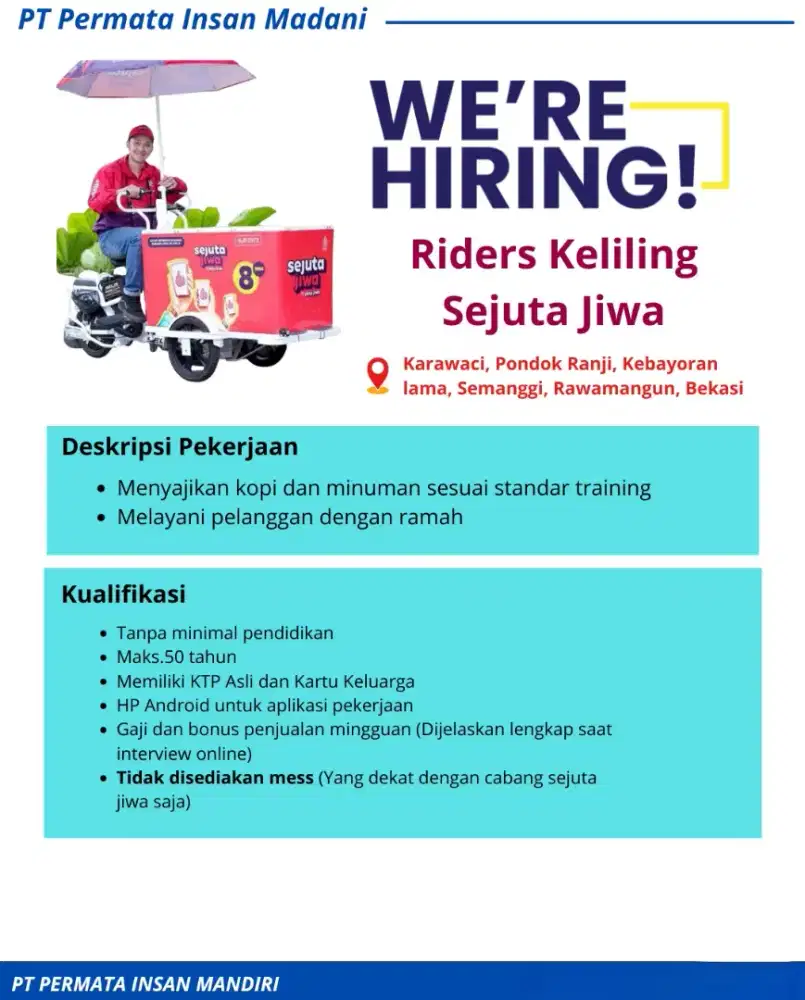 Lowongan Kerja Riders Kopi Sejuta Jiwa | Lowongan Kerja Sales