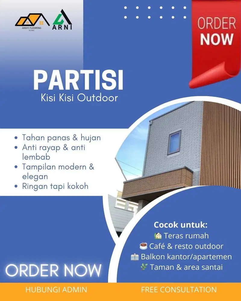 WPC Partisi Outdoor|Hollow Panjang 2,9m Kisi Kisi Balkon