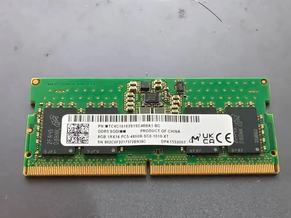 RAM Sodimm DDR5 4800MHz 8GB copotan Lenovo Bekas like new merk Micron