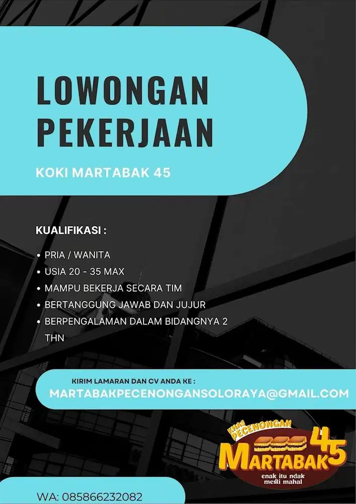 lowongan pekerjaan koki
