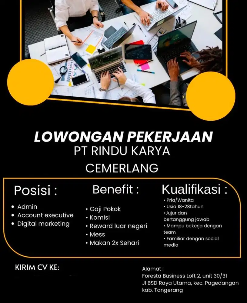 Loker admin, account executive, digital marketing
