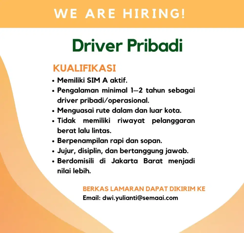 Driver Pribadi - Jakarta