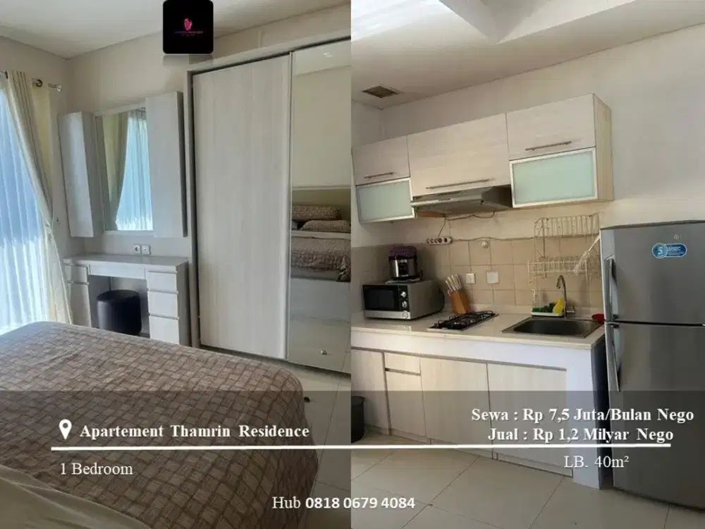 Dijual Apartement Thamrin Residence Mid Floor 1BR FF