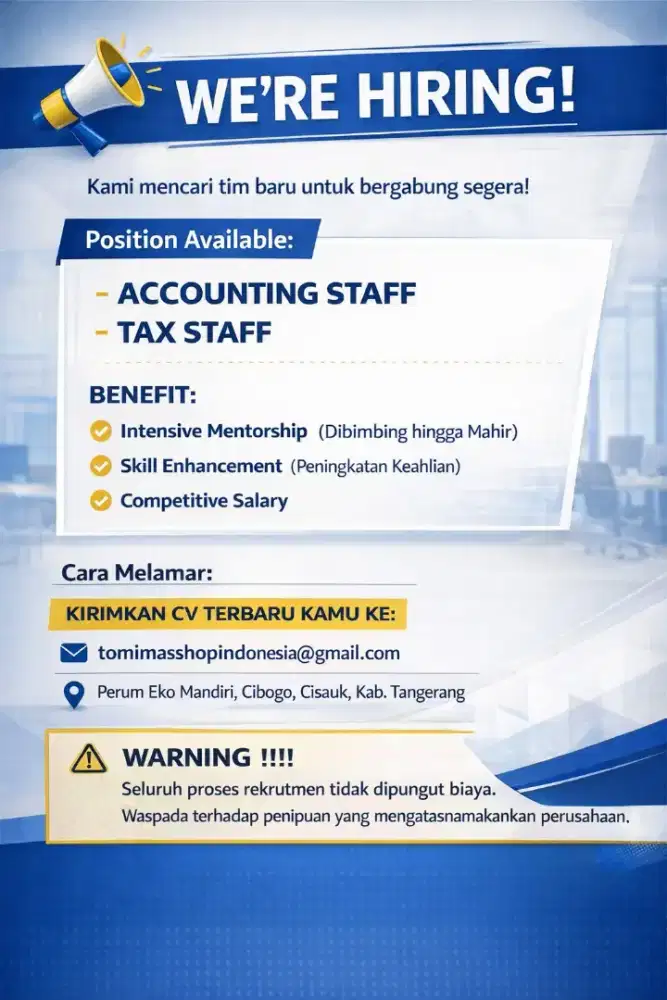 Lowongan Kerja Accounting & Tax Staff
