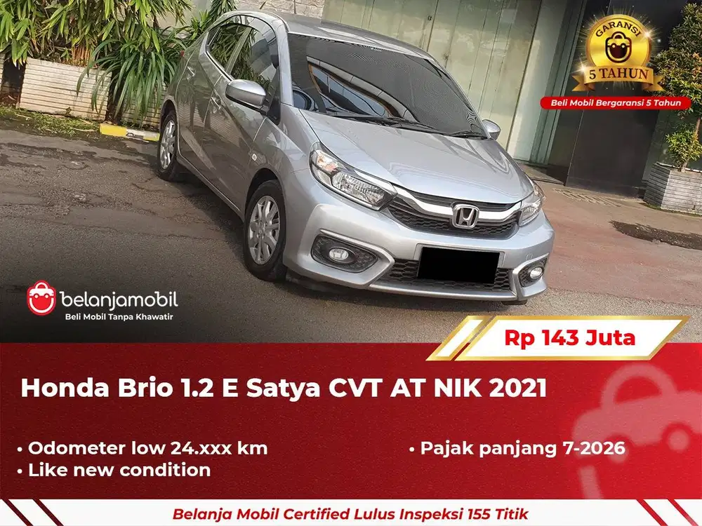[ GARANSI 5TH ] Honda Brio 1.2 E Satya CVT AT 2021 2022